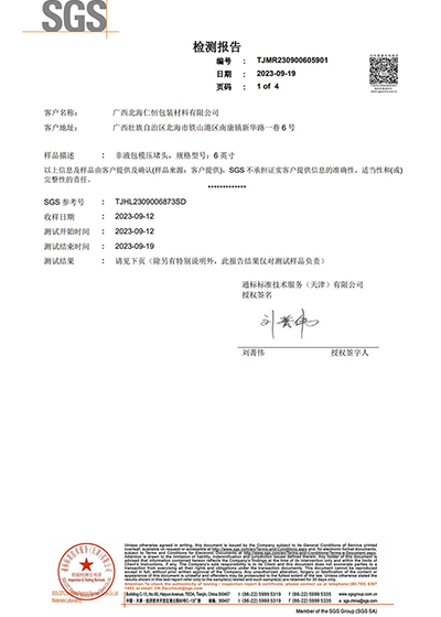 非液包模压堵头6英寸检测报告