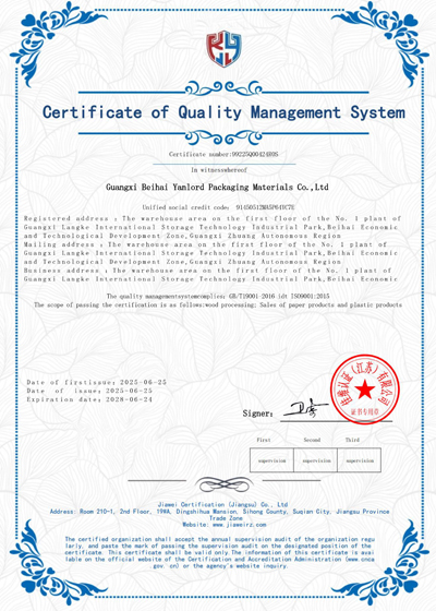 Certificate of Quality s Management System